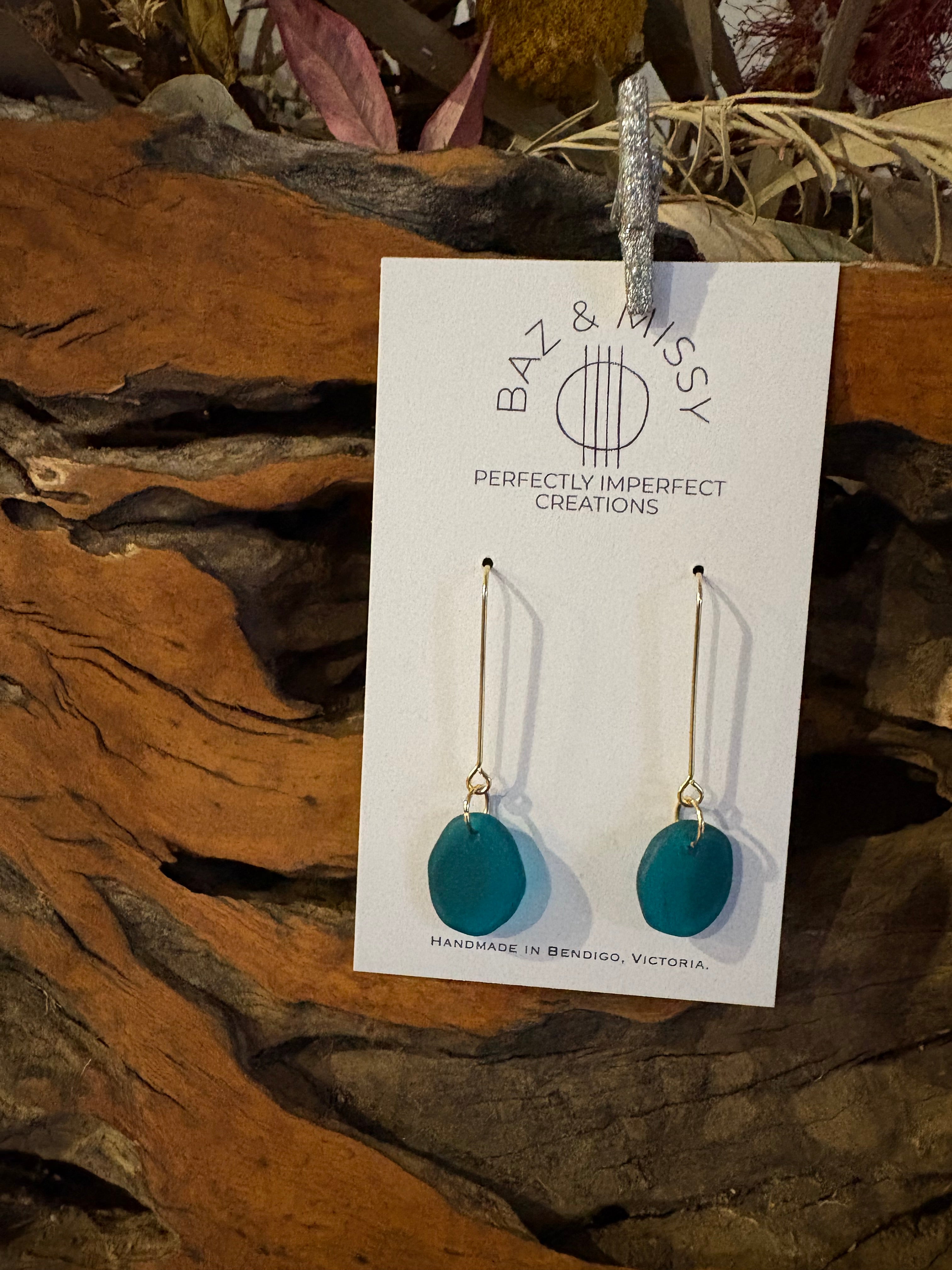 Tumbled glass dangle earrings