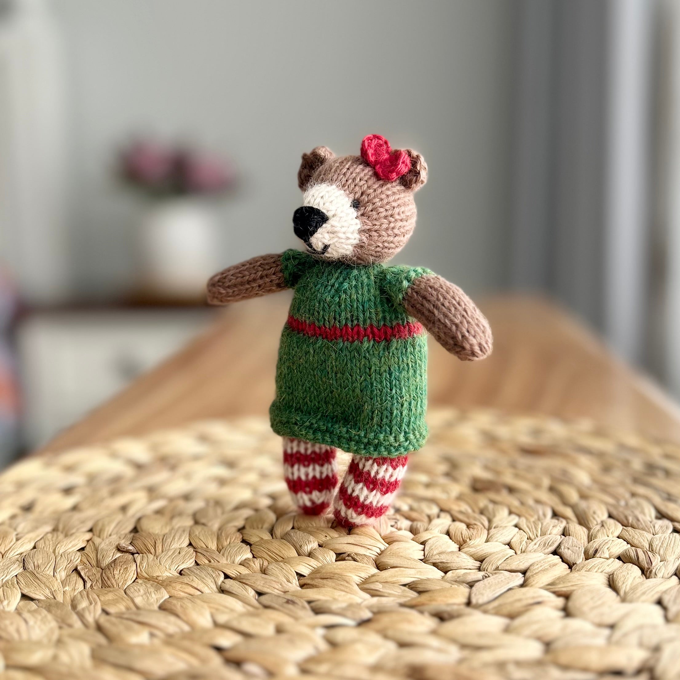 Christmas Bear | Hand Knitted | Timeless Treasure | Alpaca Yarn | 14cm | Ready to Ship