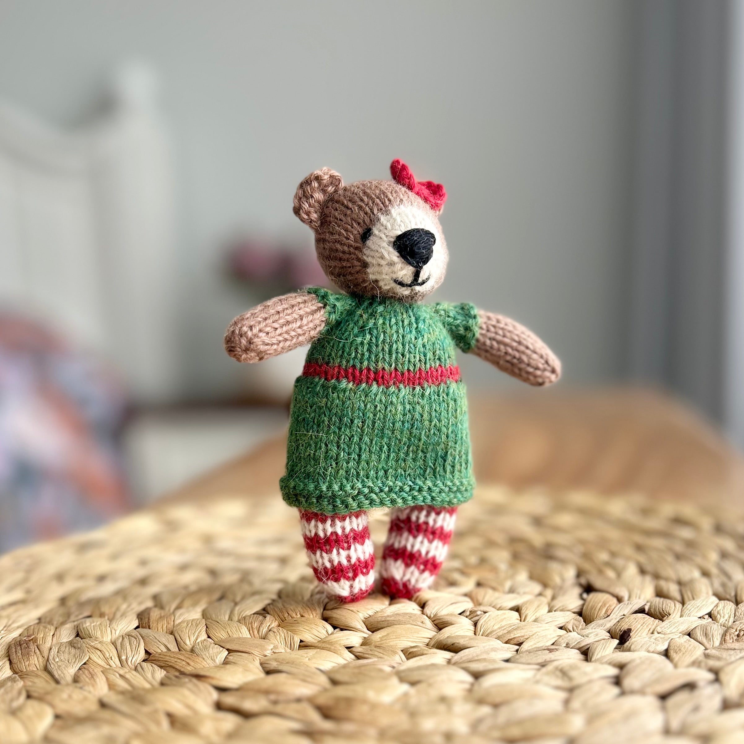 Christmas Bear | Hand Knitted | Timeless Treasure | Alpaca Yarn | 14cm | Ready to Ship
