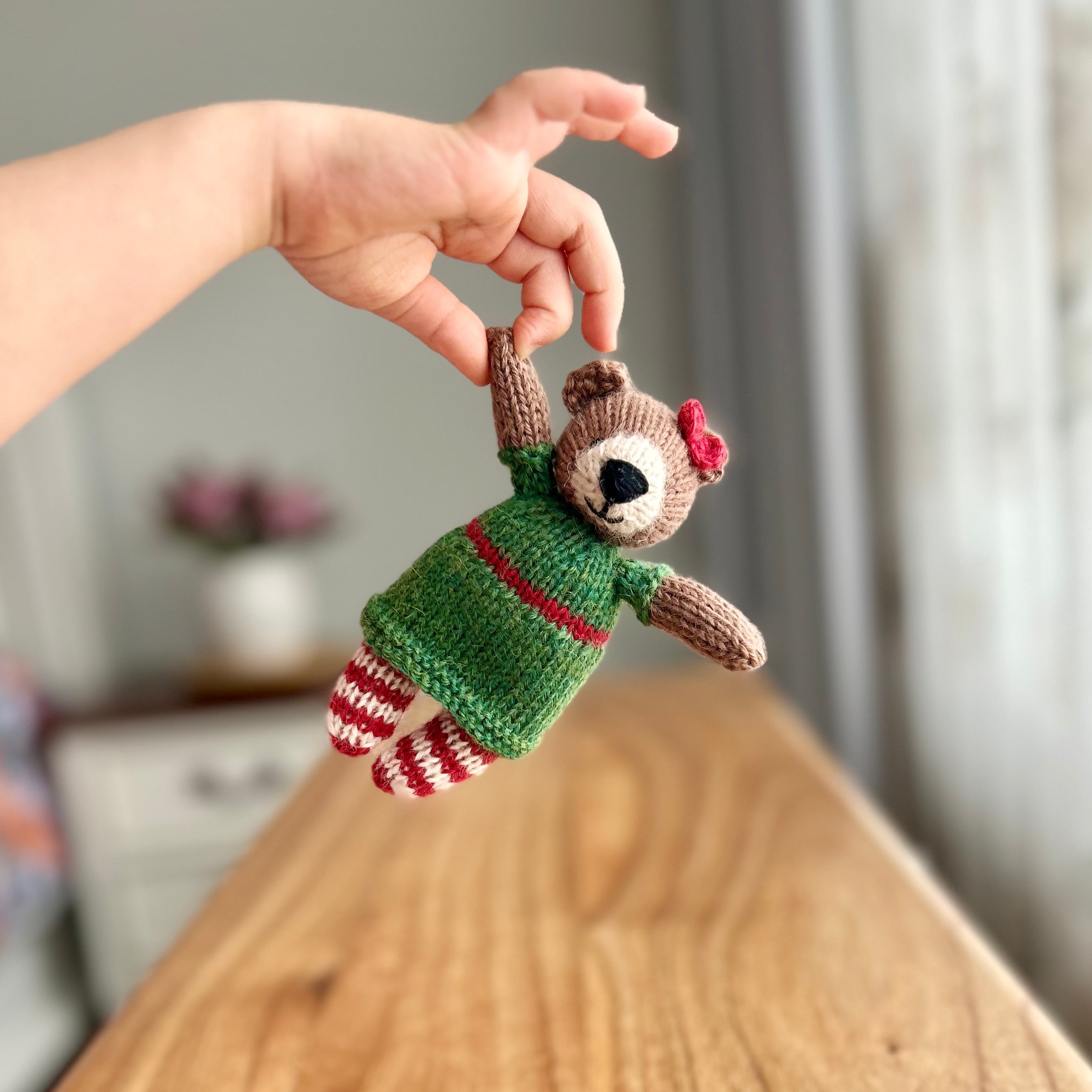 Christmas Bear | Hand Knitted | Timeless Treasure | Alpaca Yarn | 14cm | Ready to Ship