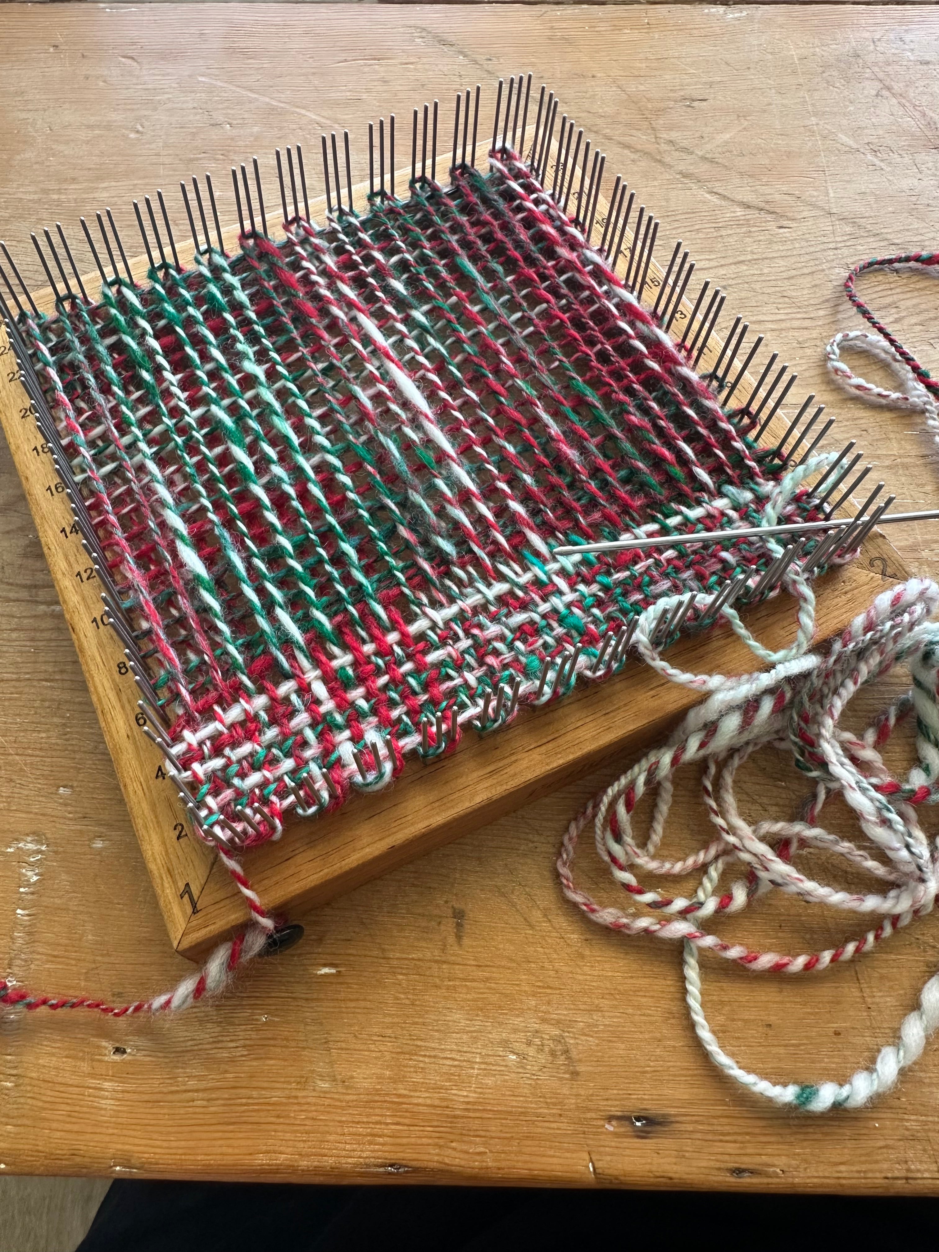 Hand Spun and Hand Woven Christmas Candle Mats