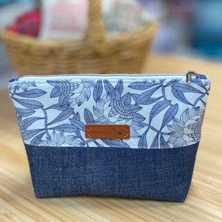 Blue & White Zipper Pouch