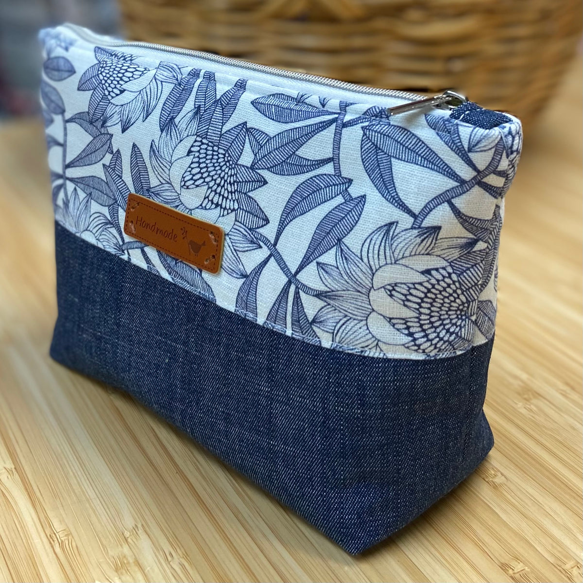 Blue & White Zipper Pouch