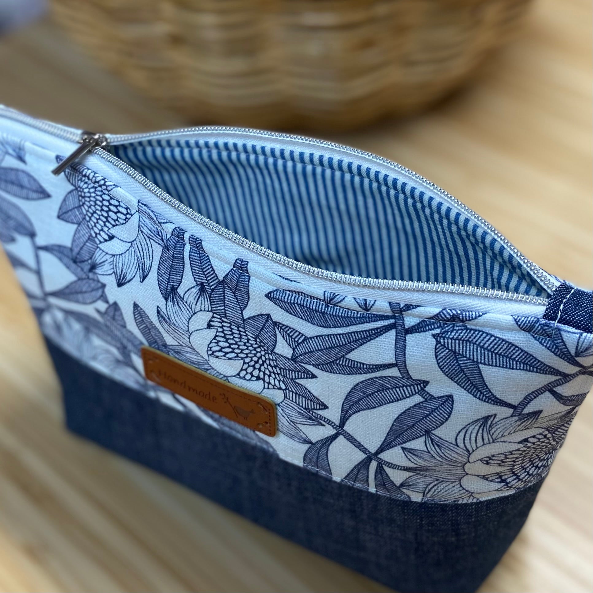 Blue & White Zipper Pouch