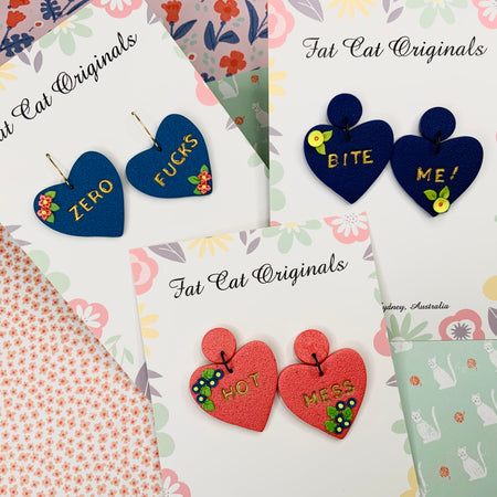 Spicy Affirmation Heart Earrings