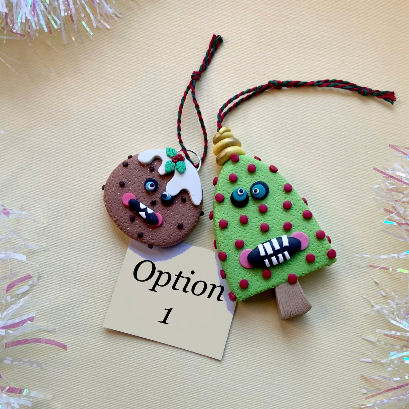Handmade Christmas Decorations: The Christmas Creeps (Set of 2)