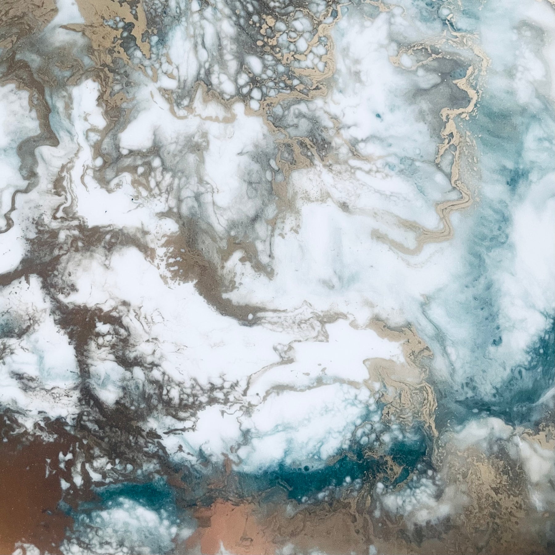 White, Green and Gold Bamboo Resin Serving Tray