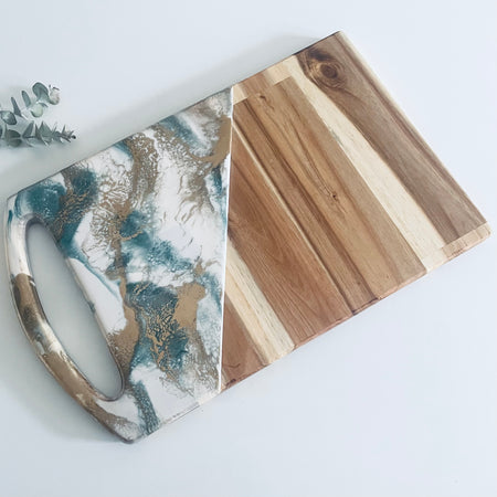 White, Green and Gold Acacia Wood Serving Board