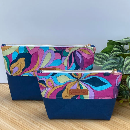 Retro Two-Tone Zipper Pouch - Groovy