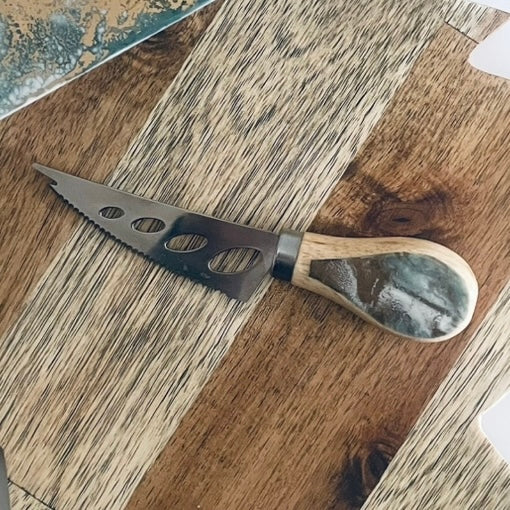 Resin Art Christmas Tree Serving Board & Cheese Knife Set