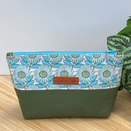 Aqua & Olive Zipper Pouch