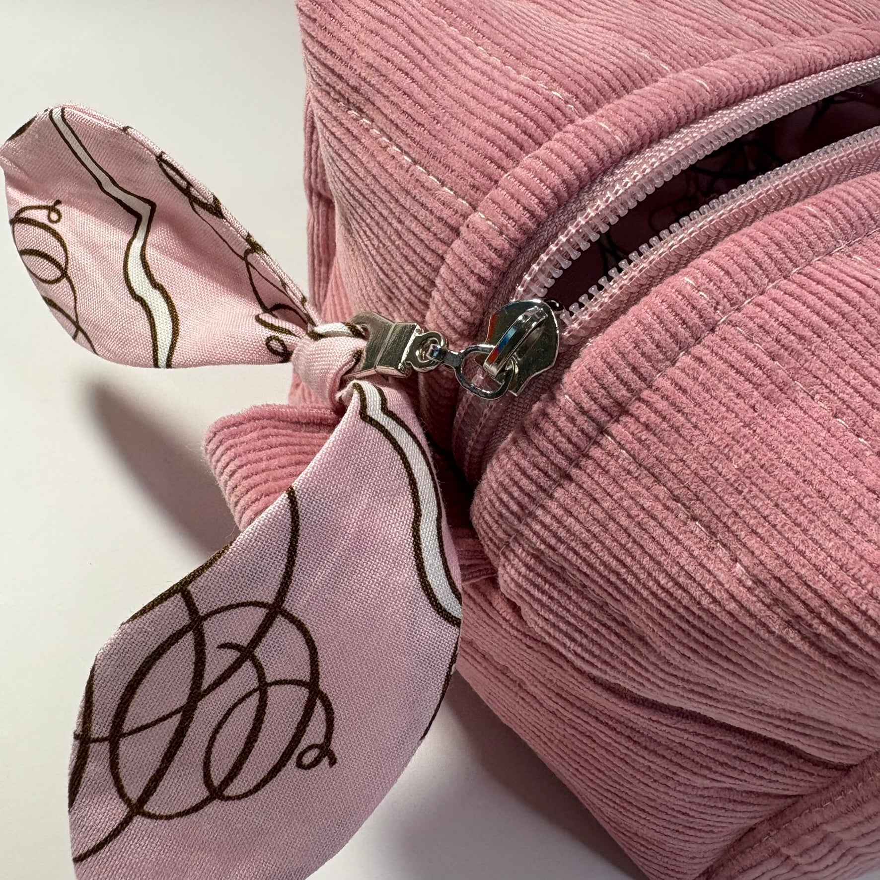 Makeup, cosmetic or tech bag - Quilted Blush Pink Corduroy