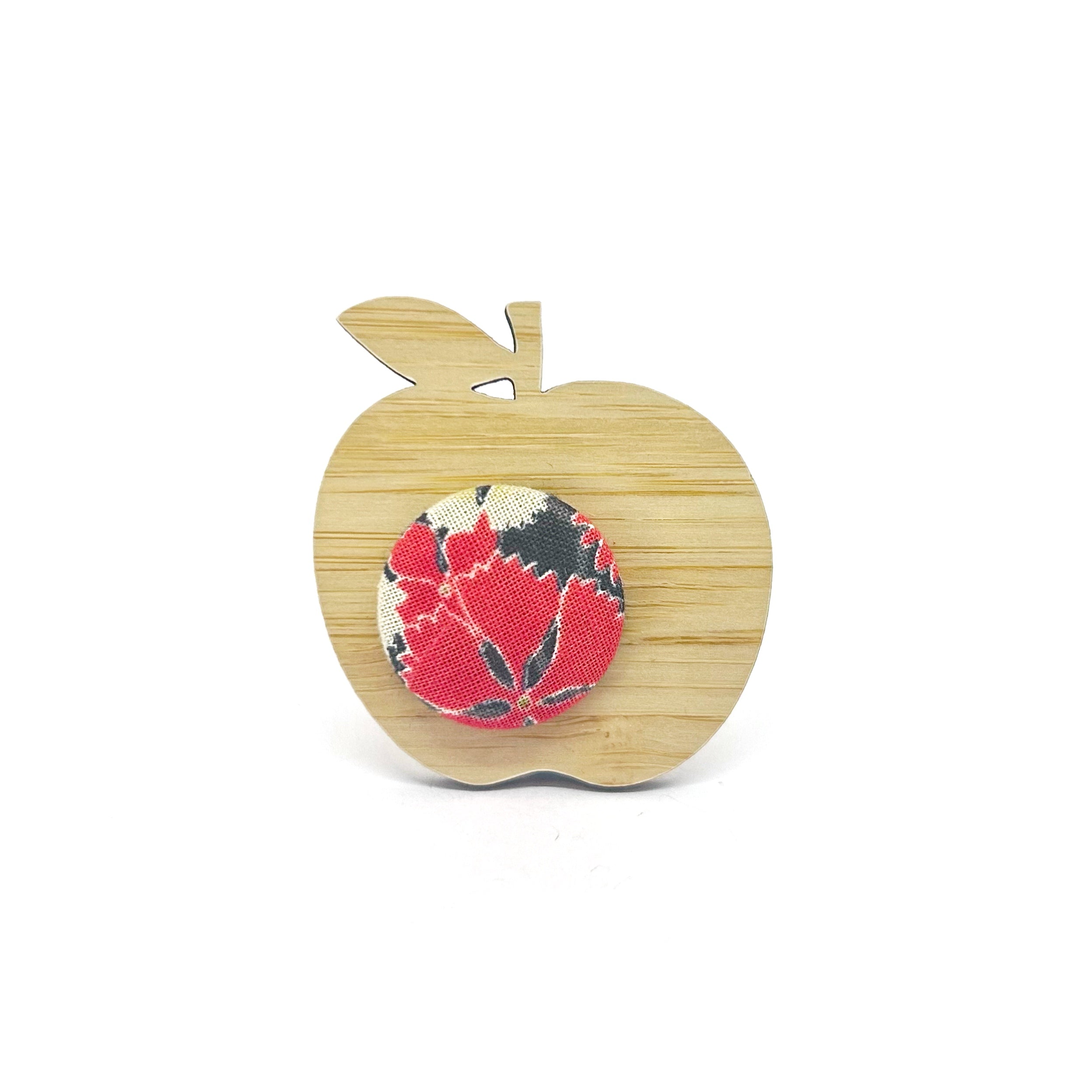 Apple for the Teacher Brooch - Red Florals