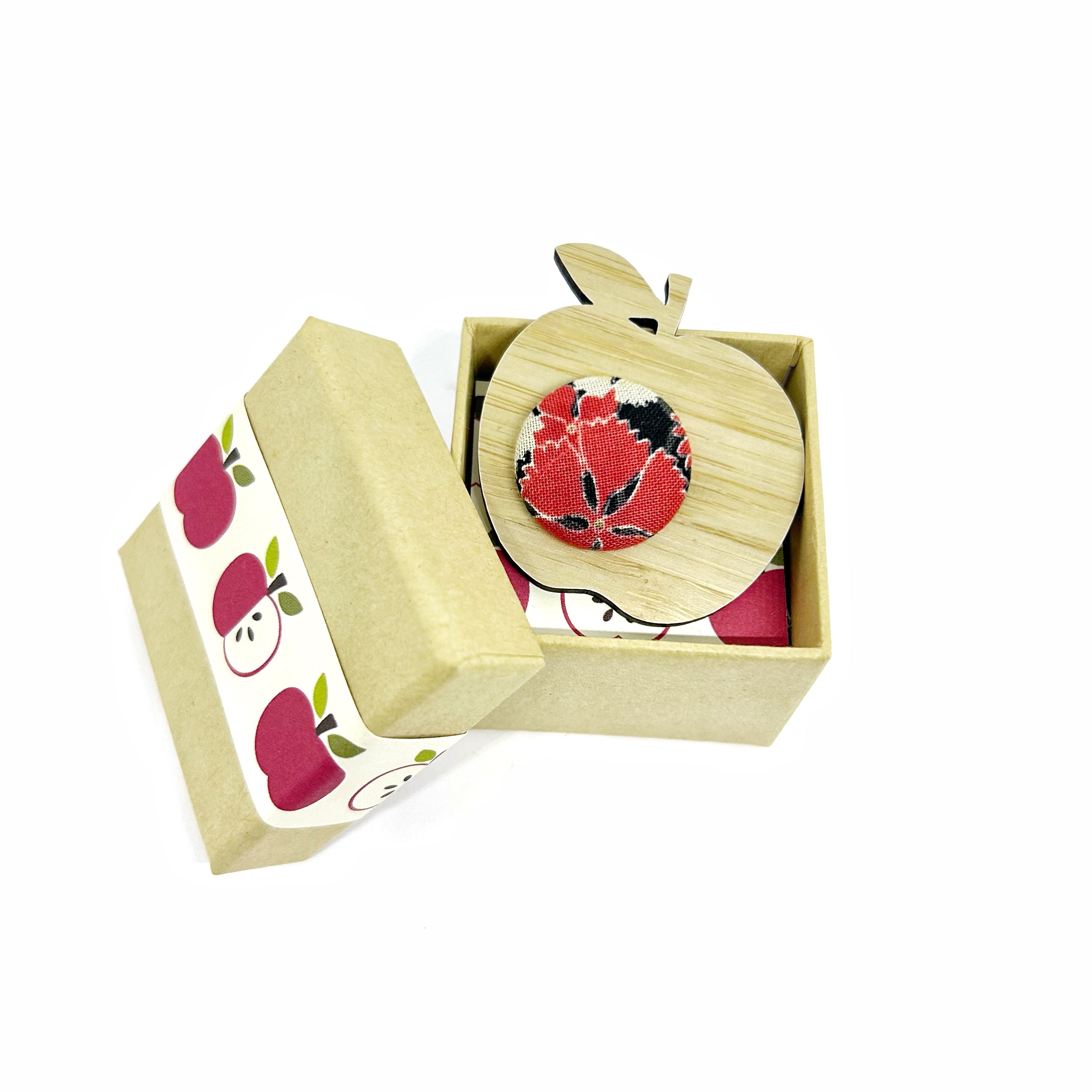 Apple for the Teacher Brooch - Red Florals