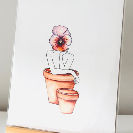 Art Print - Viola Girl Lilac Peach - Original Art Print