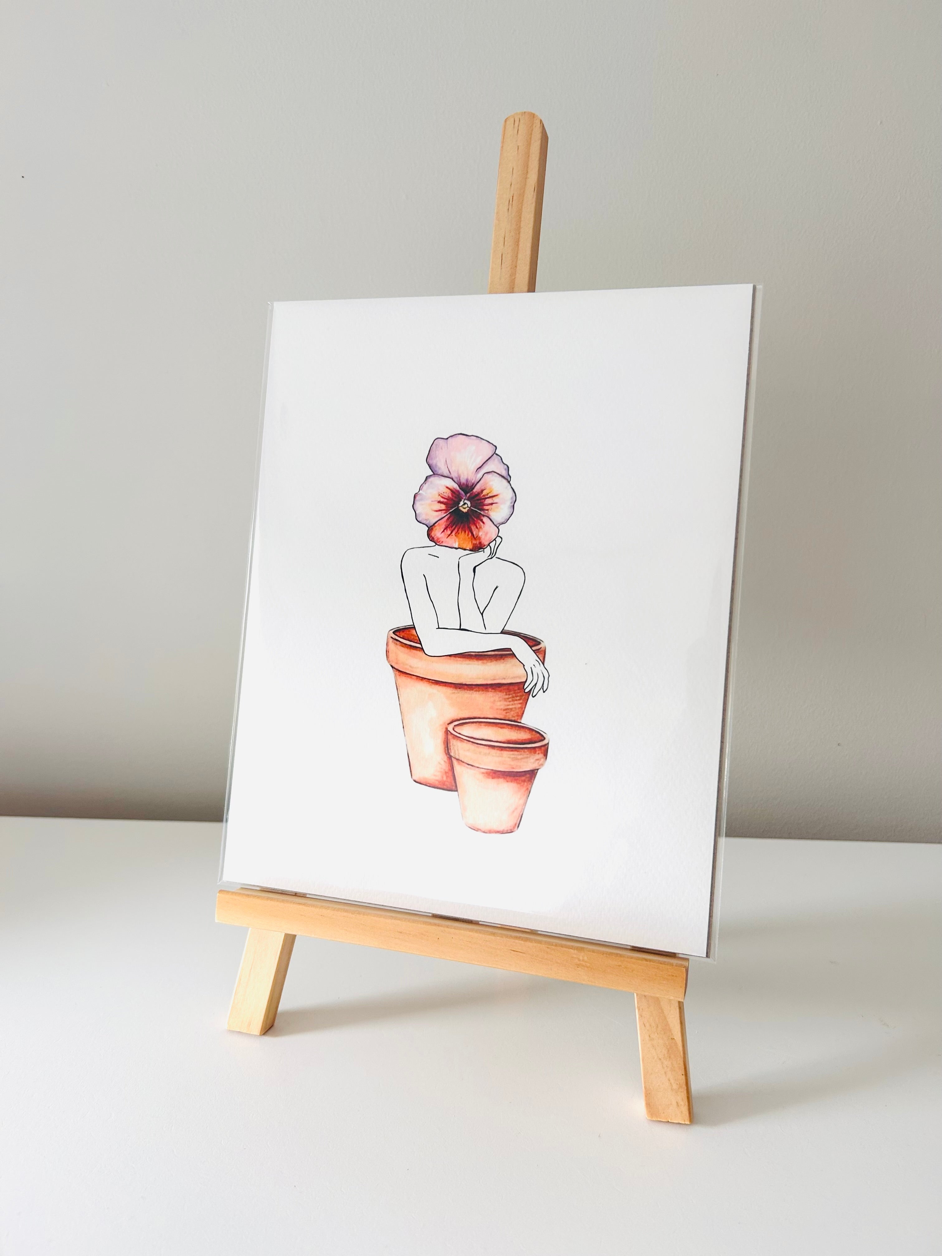 Art Print - Viola Girl Lilac Peach - Original Art Print