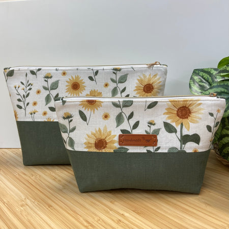 Zipper Pouch - Two-Tone - Sunflowers