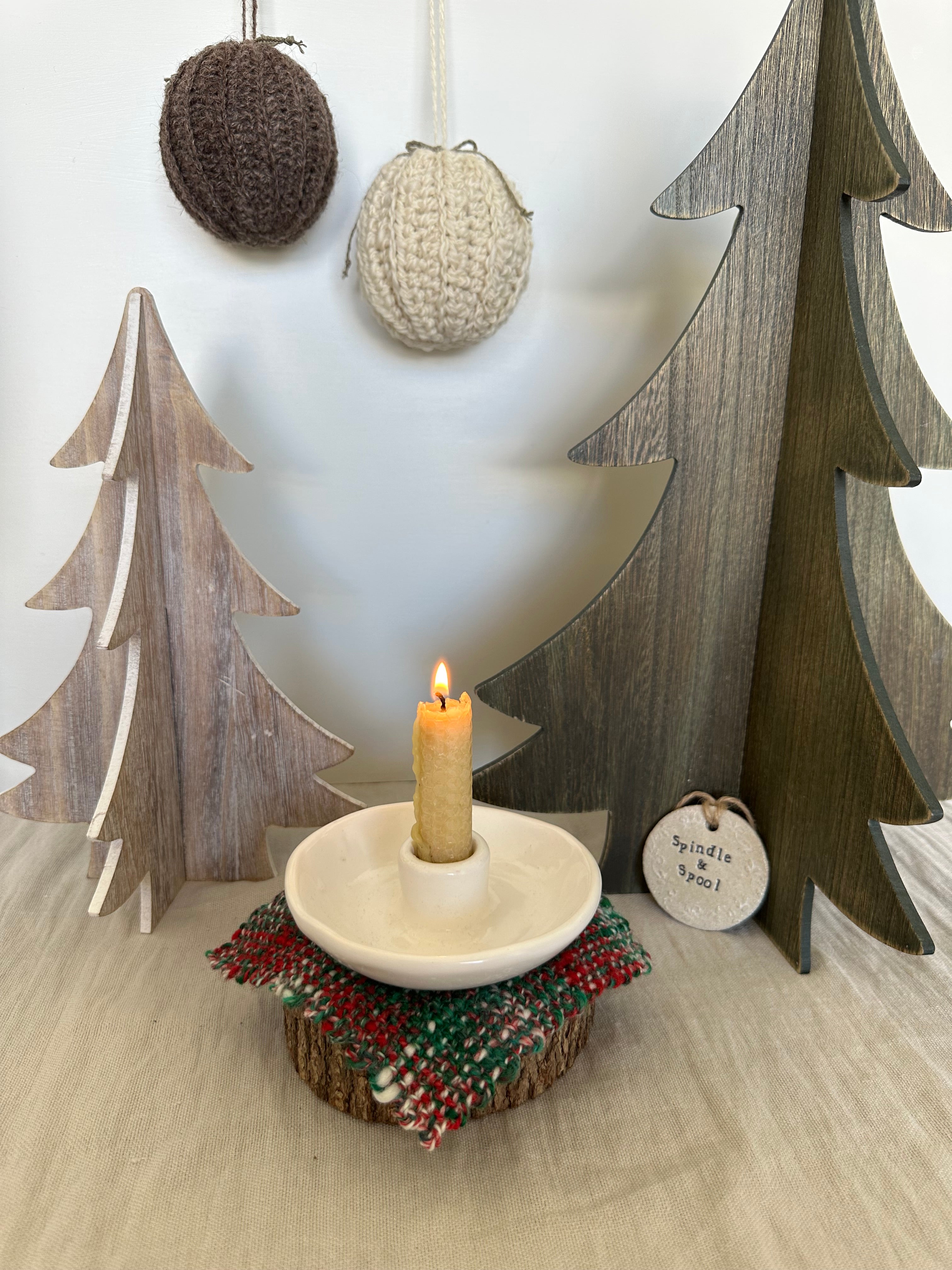 Hand Spun and Hand Woven Christmas Candle Mats