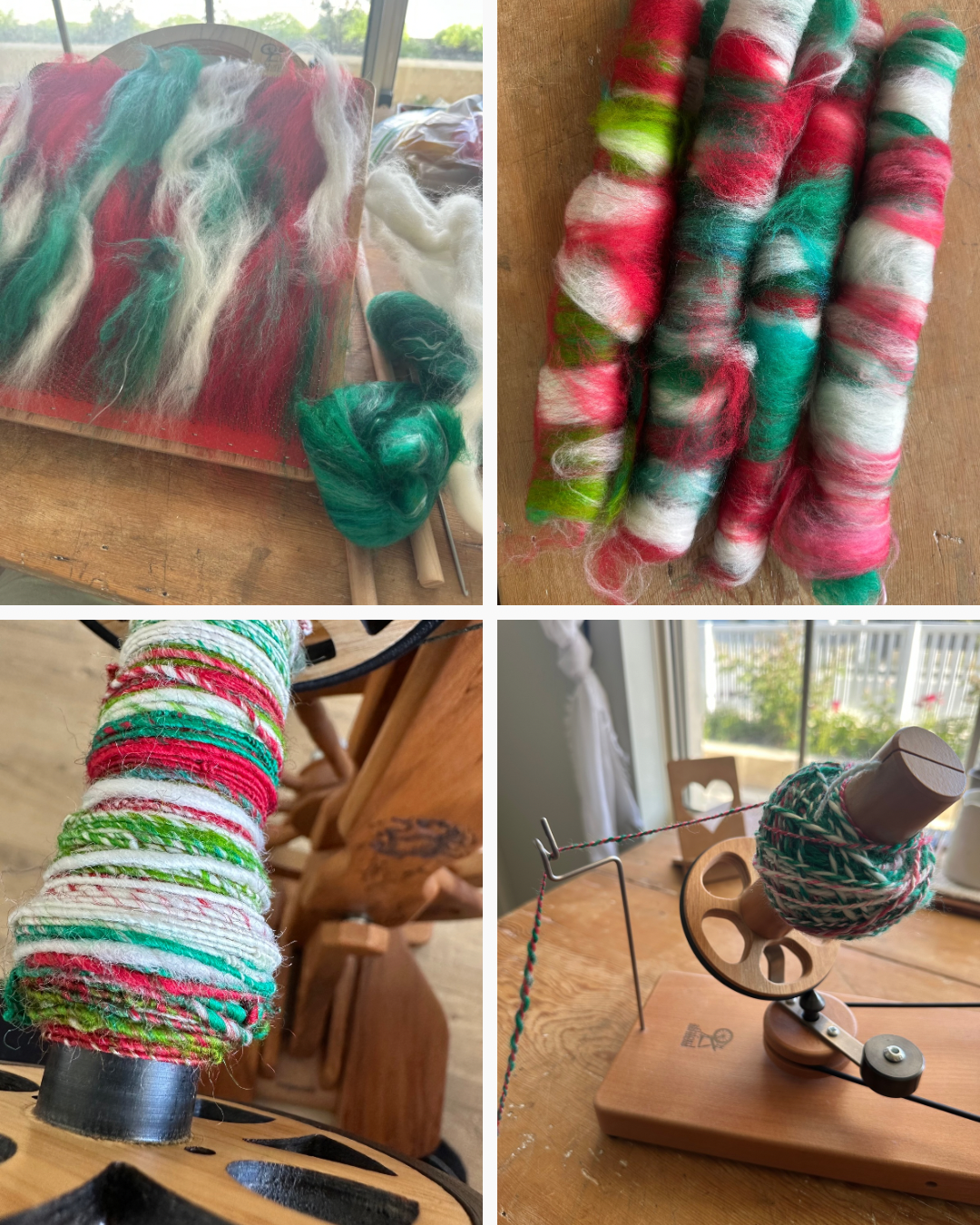 Hand Spun and Hand Woven Christmas Candle Mats