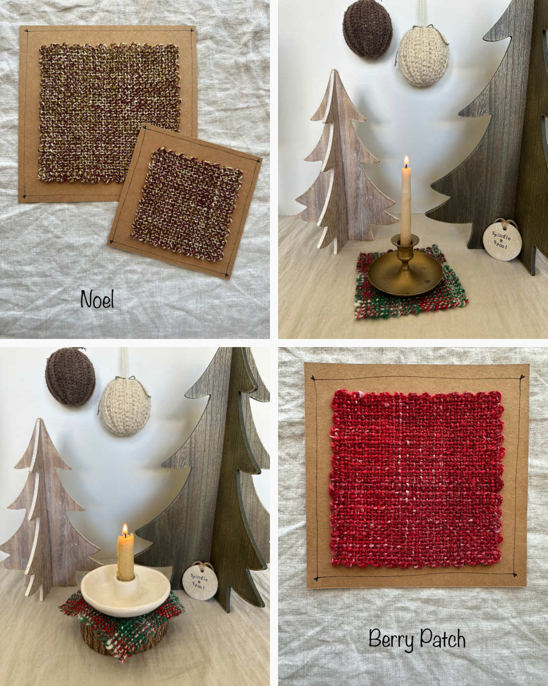 Hand Spun and Hand Woven Christmas Candle Mats