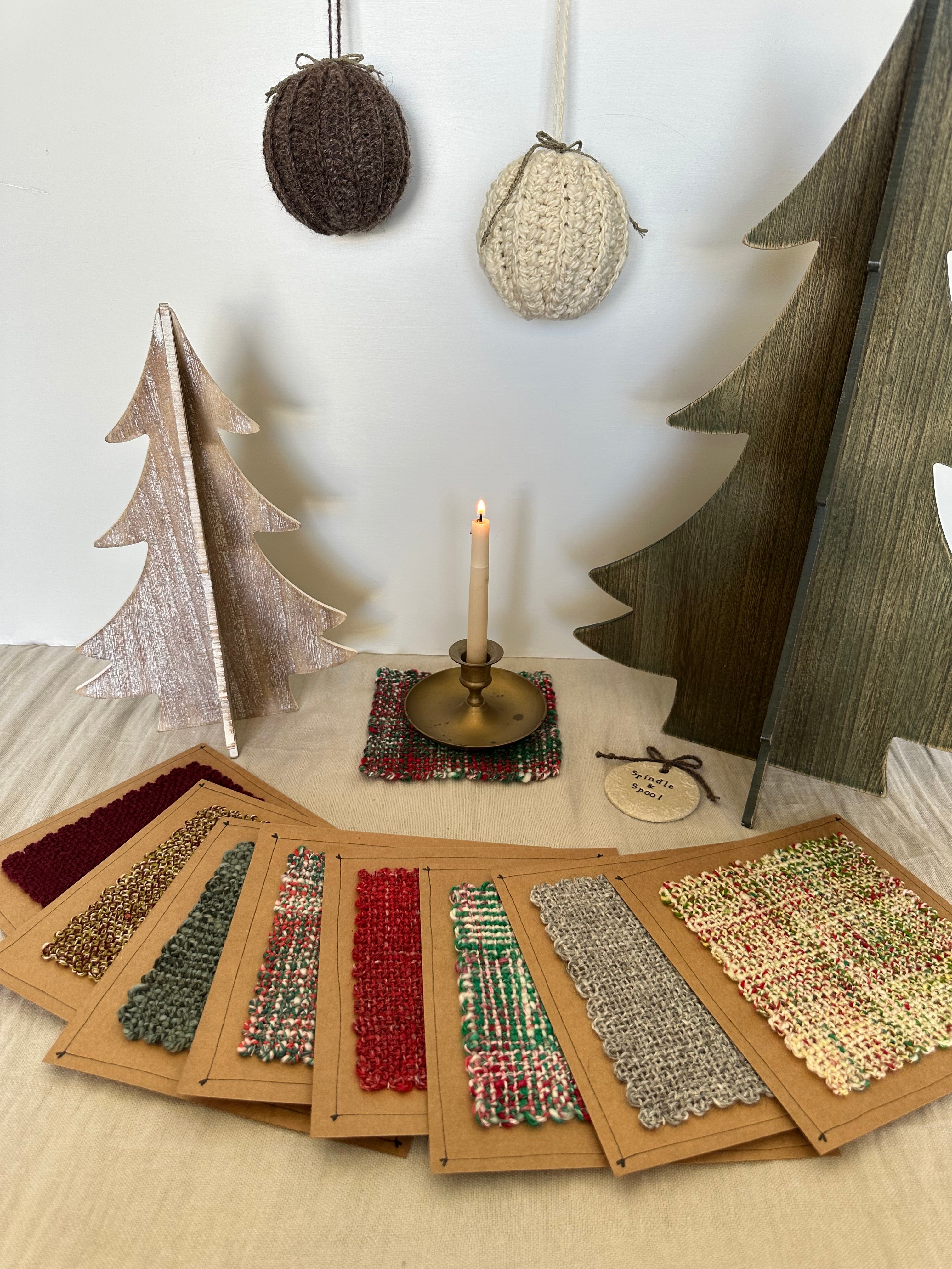 Hand Spun and Hand Woven Christmas Candle Mats