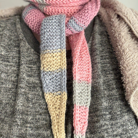 Hand knitted sophie scarf in pastel mix