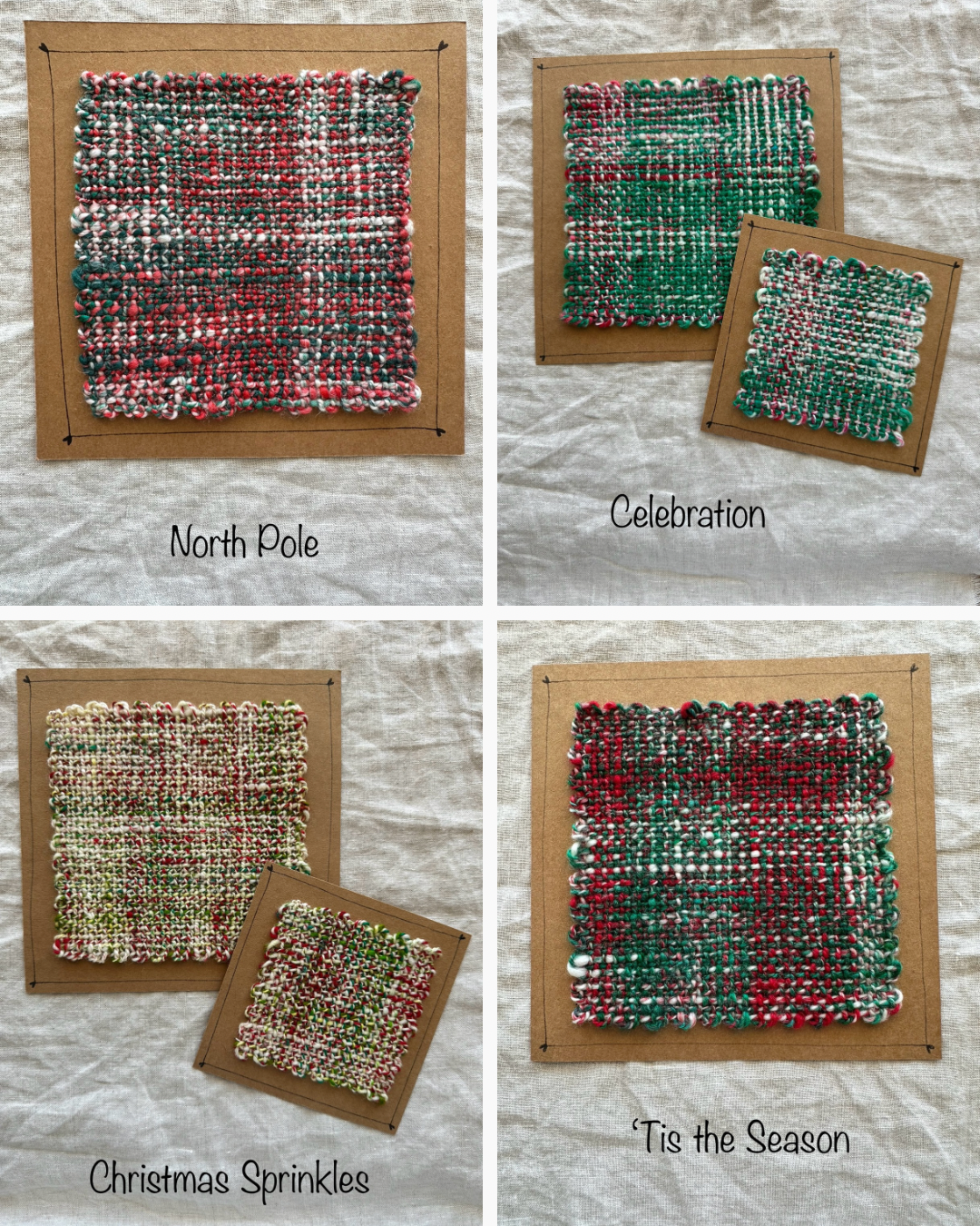 Hand Spun and Hand Woven Christmas Candle Mats