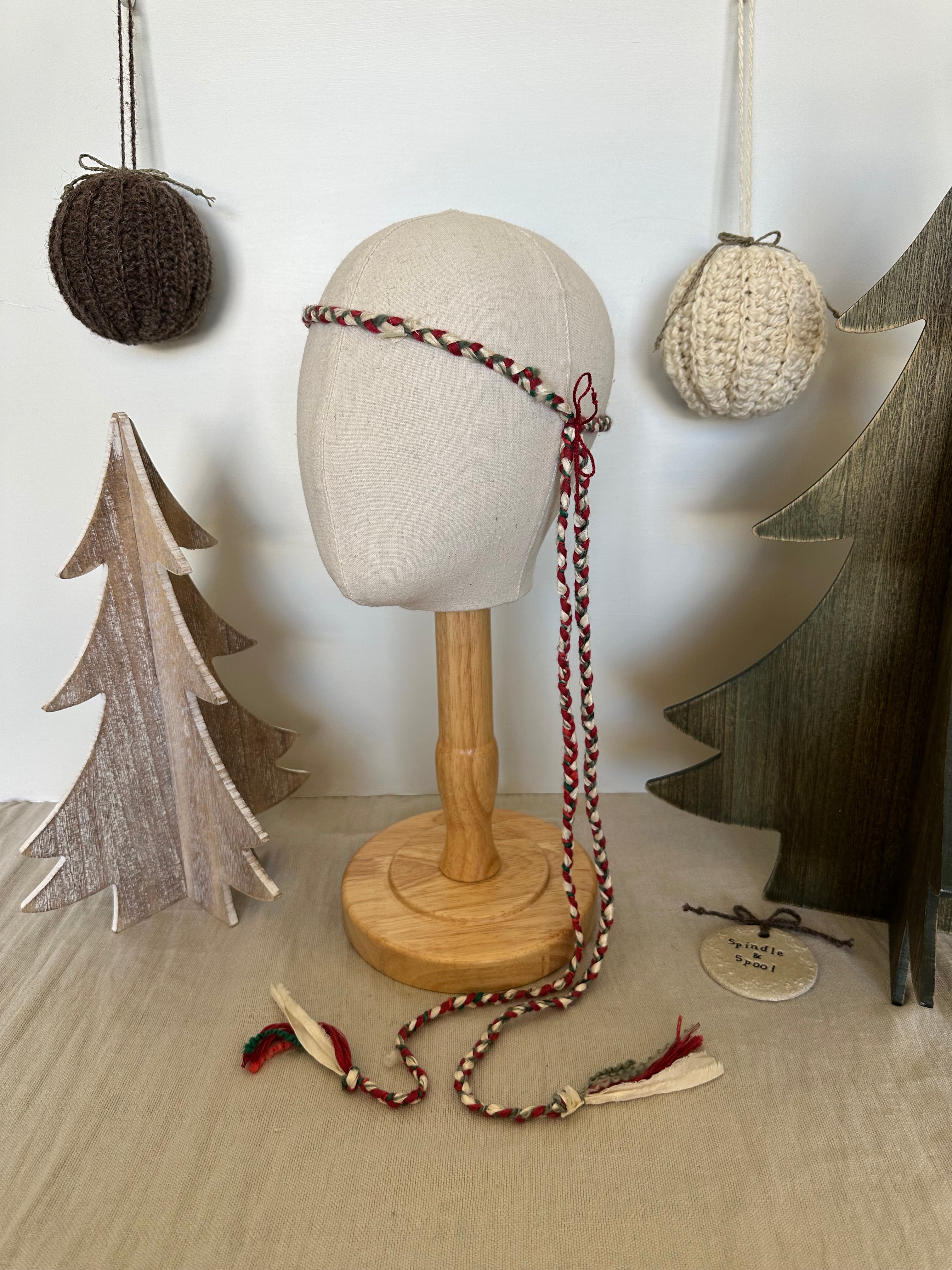 Handmade Natural Fibre Christmas Plaited Headbands