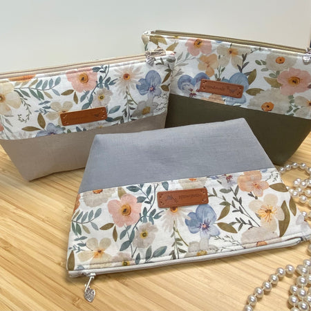 Zipper Pouch - Floral Two-Tone in multiple colour ways