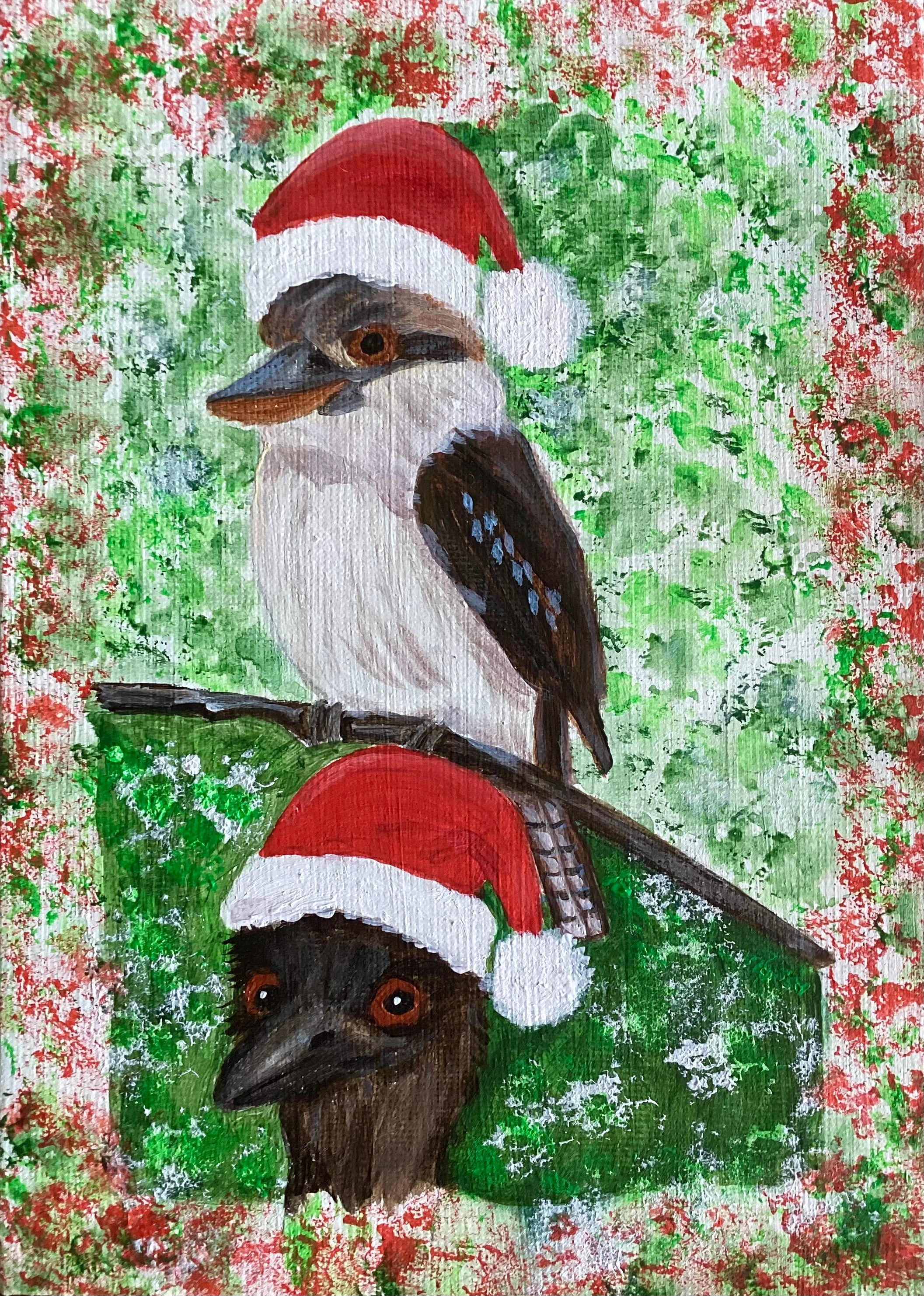 Australian animals wearing christmas hats