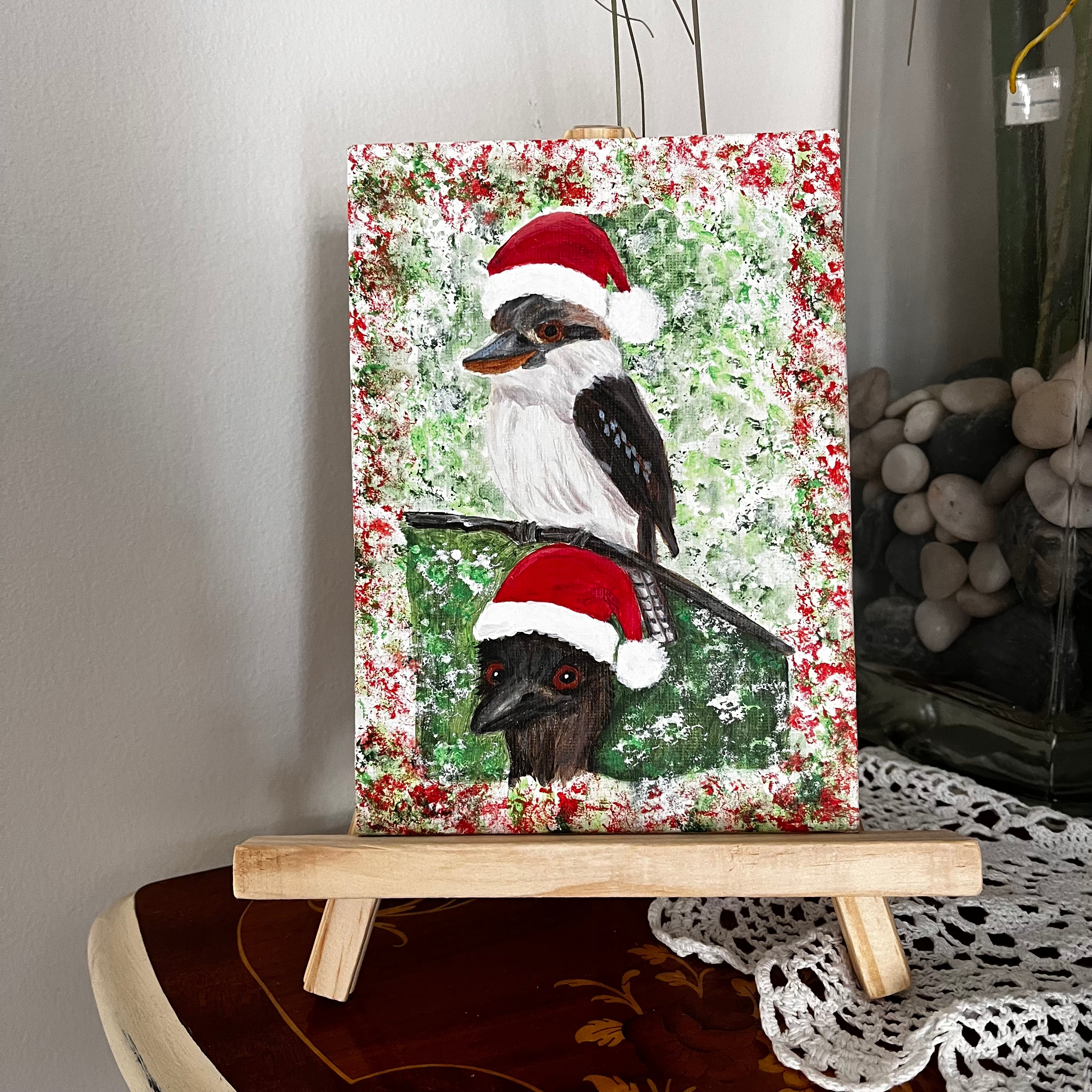 Australian animals wearing christmas hats