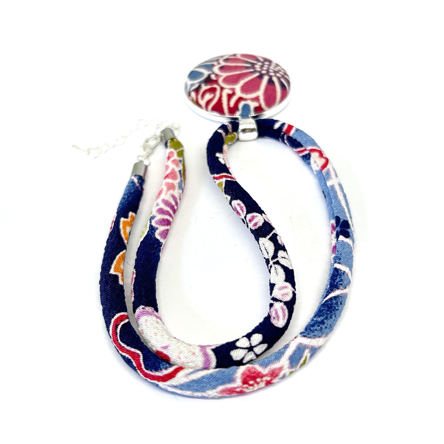 Kimono Pendant Necklace - Pink Daisy