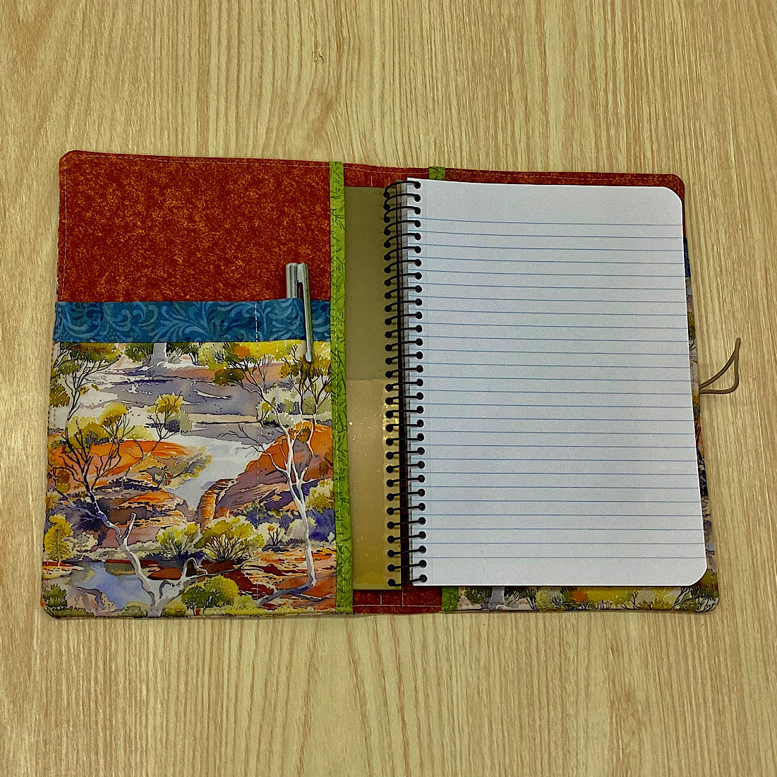 Outback Australia refillable A5 fabric notebook cover gift set - Incl. book and pen.