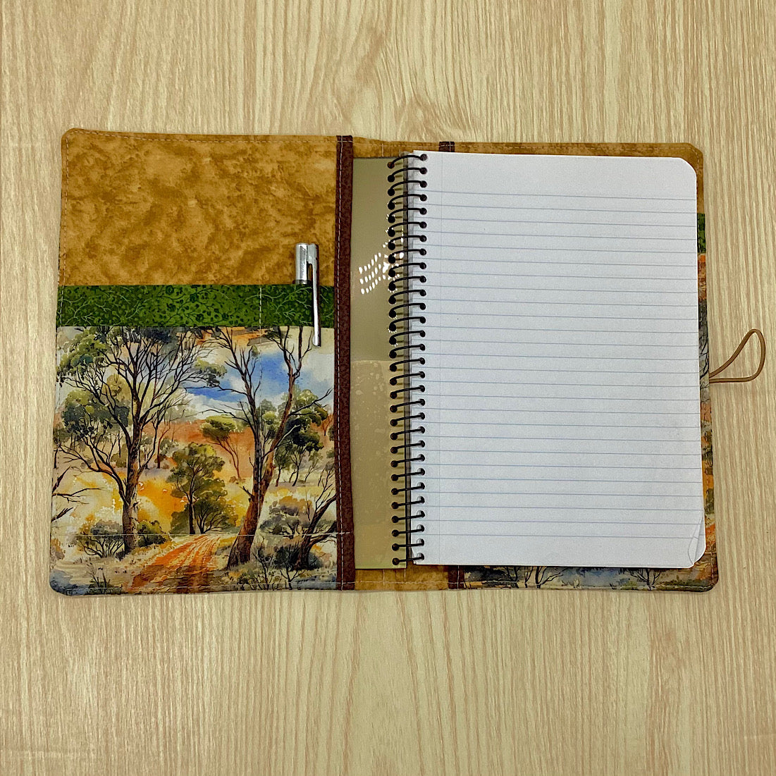 Outback Australia refillable A5 fabric notebook cover gift set - Incl. book and pen.