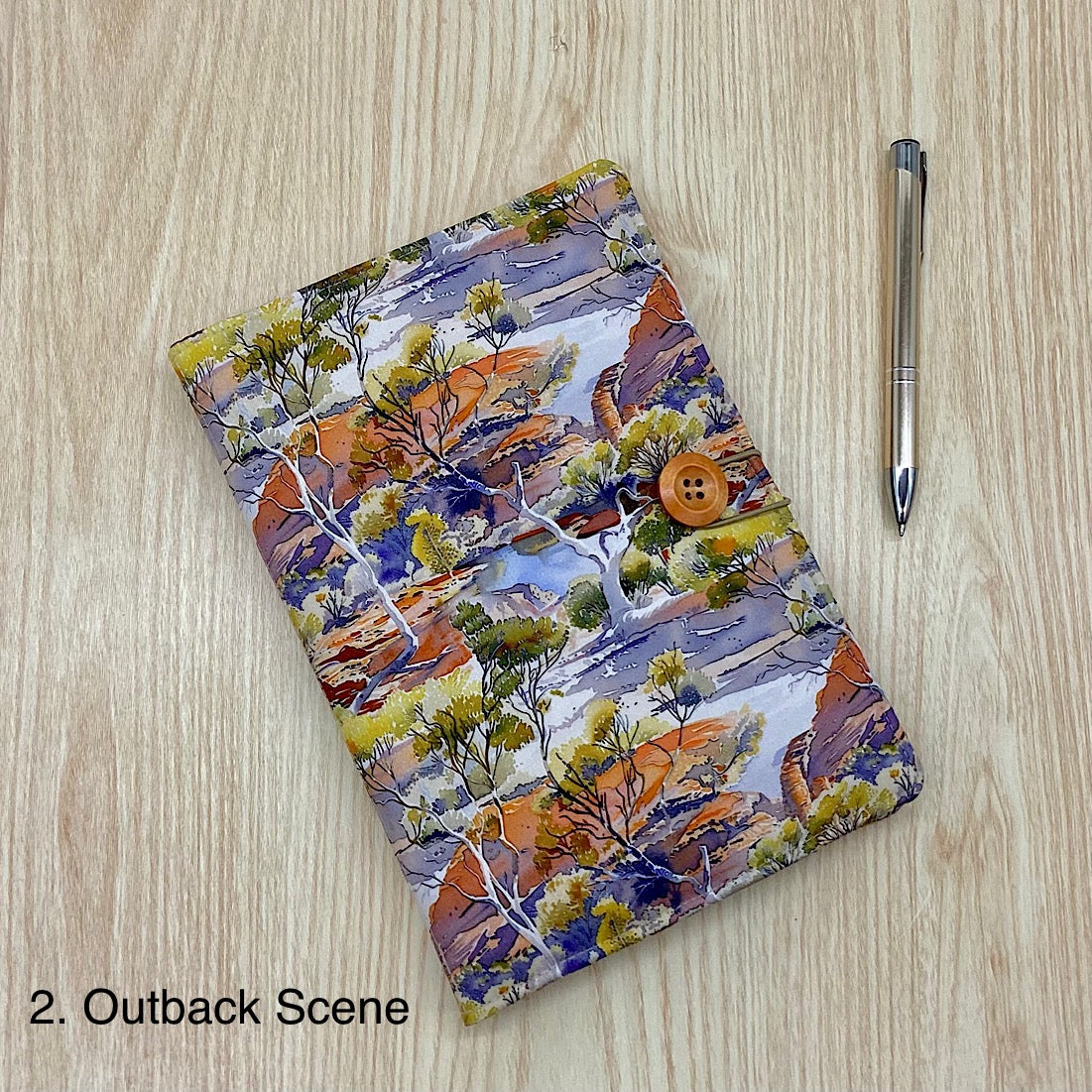 Outback Australia refillable A5 fabric notebook cover gift set - Incl. book and pen.