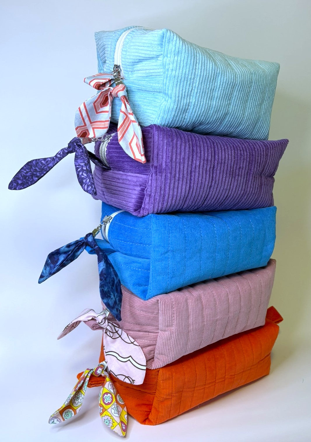 Makeup, cosmetic or tech bag - Quilted Amethyst Purple Corduroy