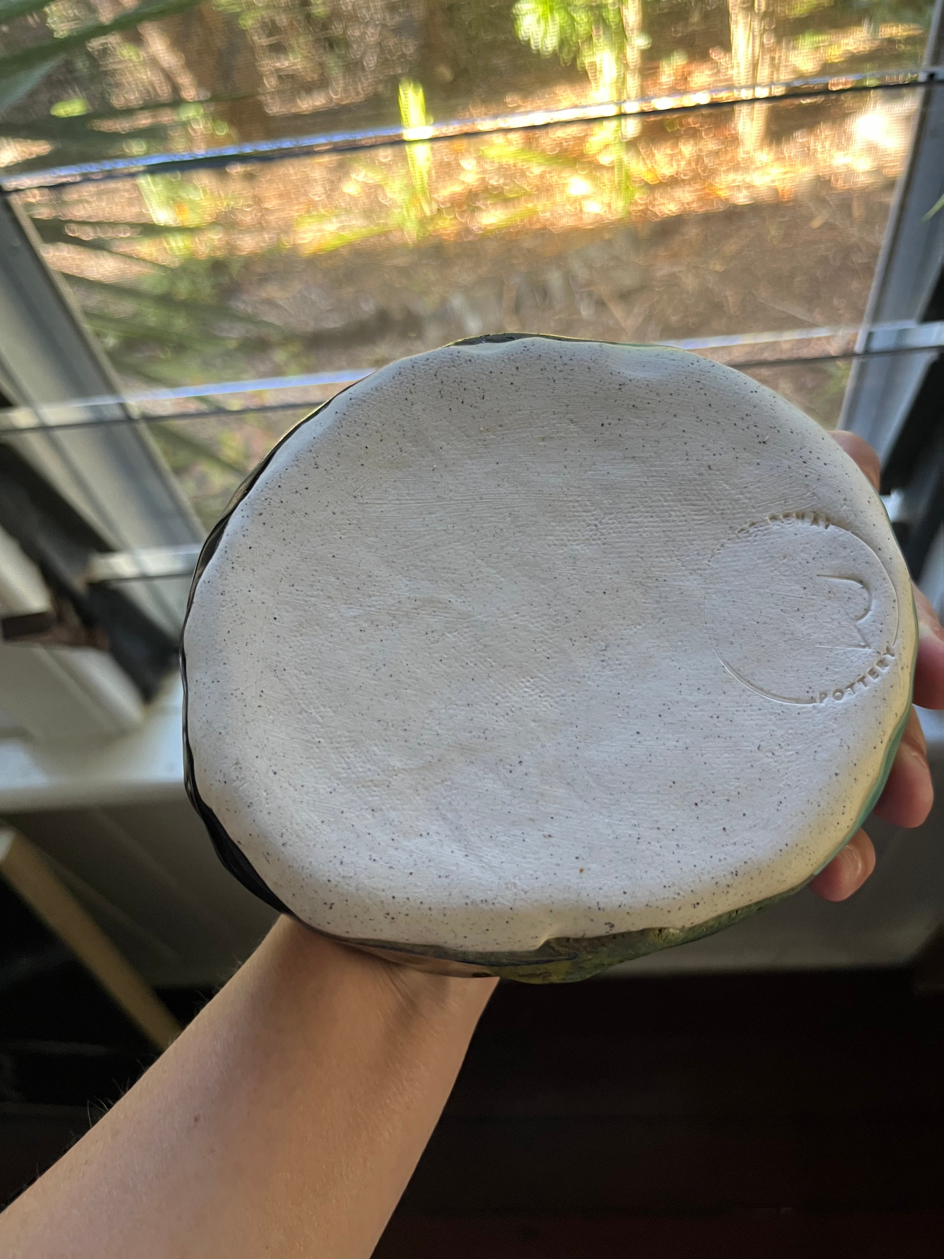 Hand Made Pottery Bowl - Tenmoku Gold and Turquoise