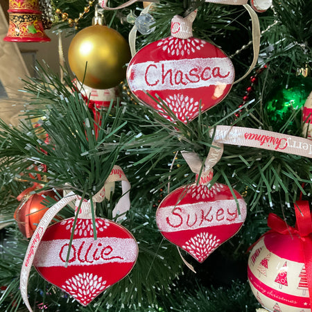 Personalised Christmas decorations. Handmade enamel