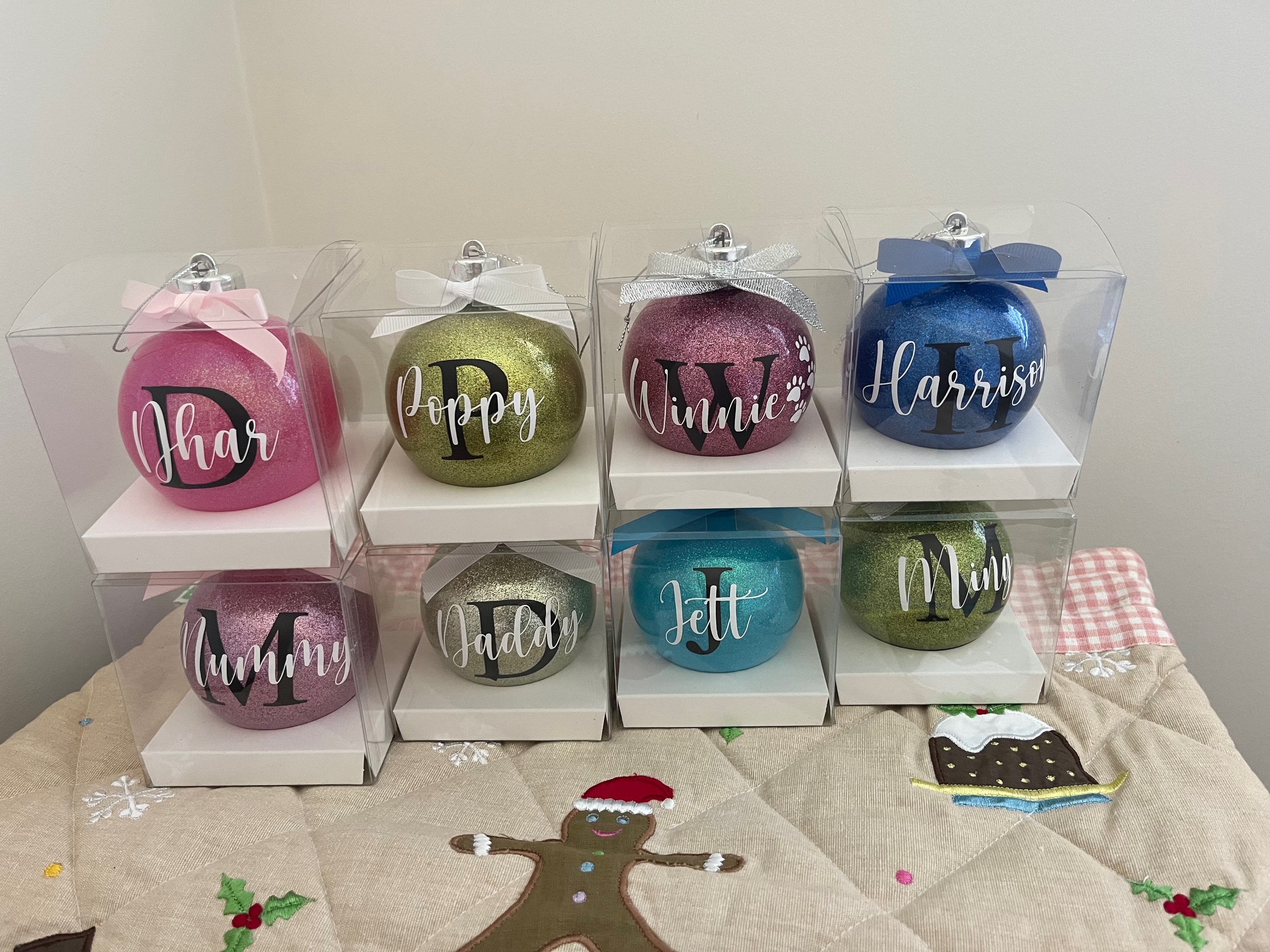 Personalised Christmas Glitter Baubles