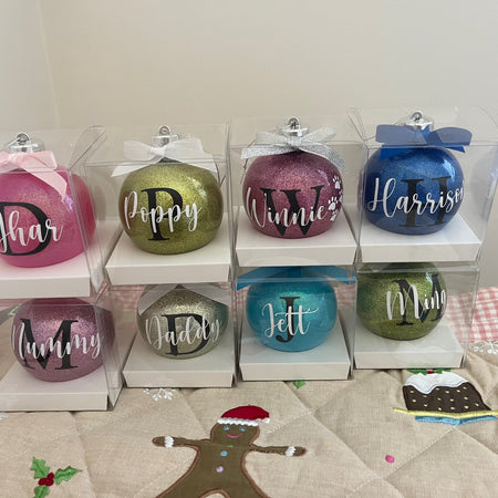 Personalised Christmas Glitter Baubles
