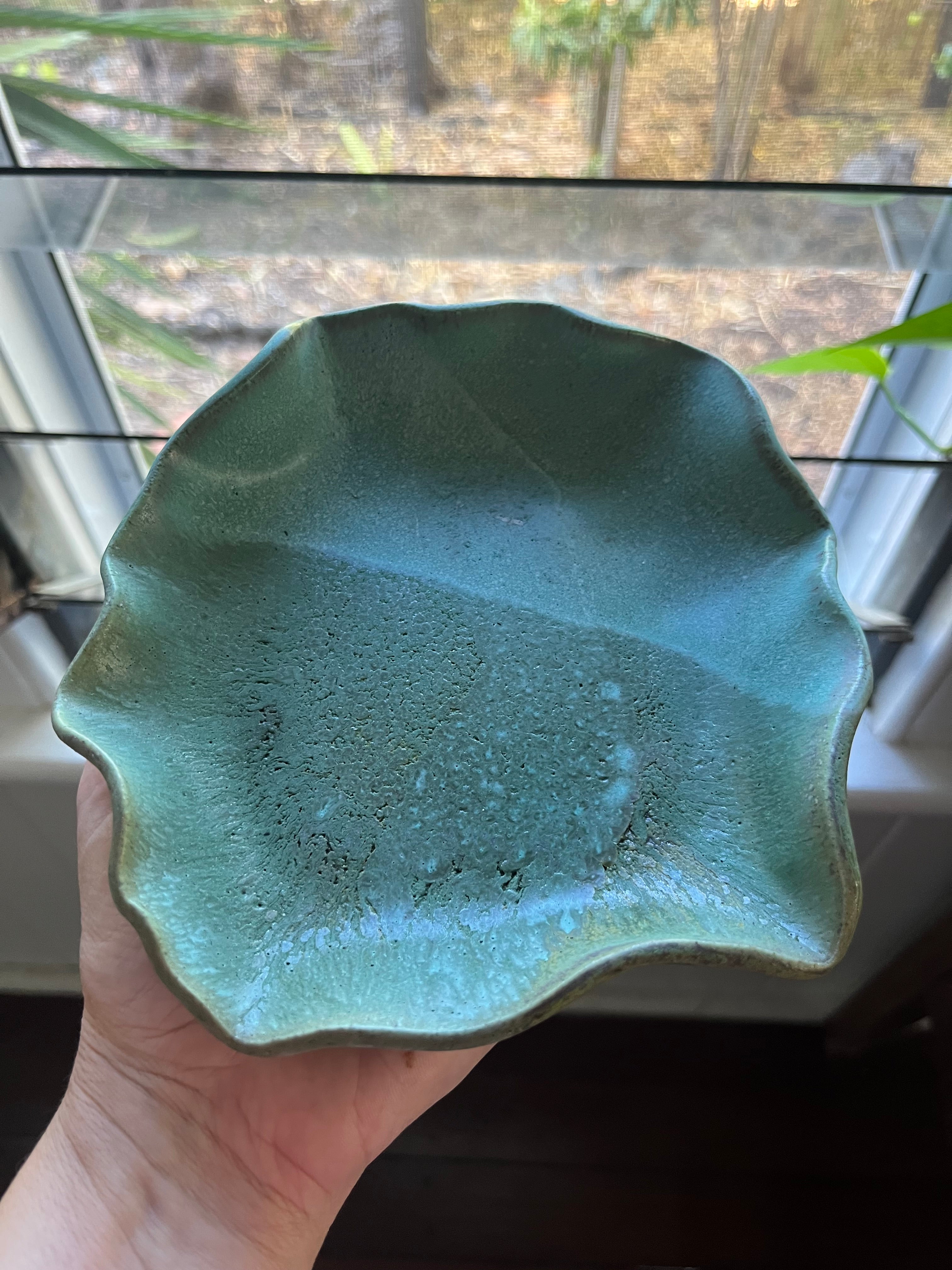 Hand-Built Pottery Trinket Bowl - Turquoise