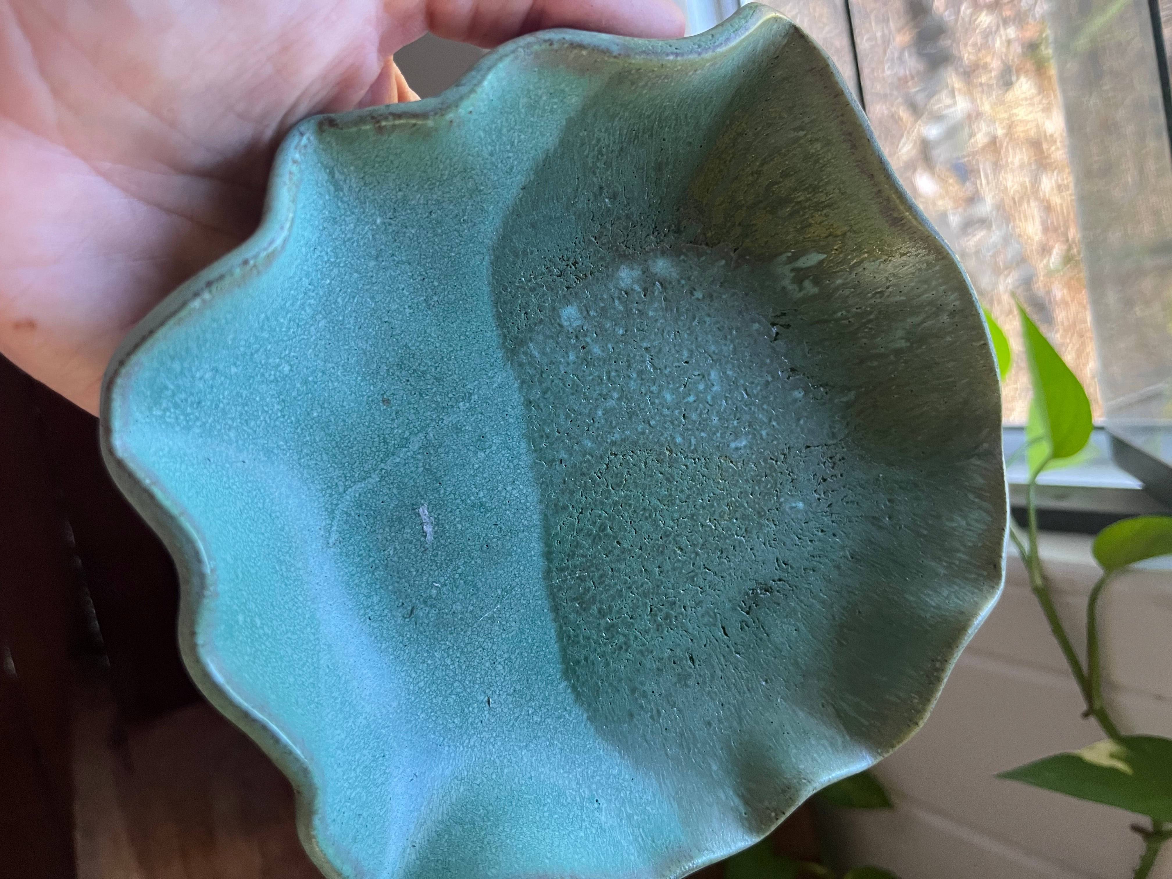 Hand-Built Pottery Trinket Bowl - Turquoise