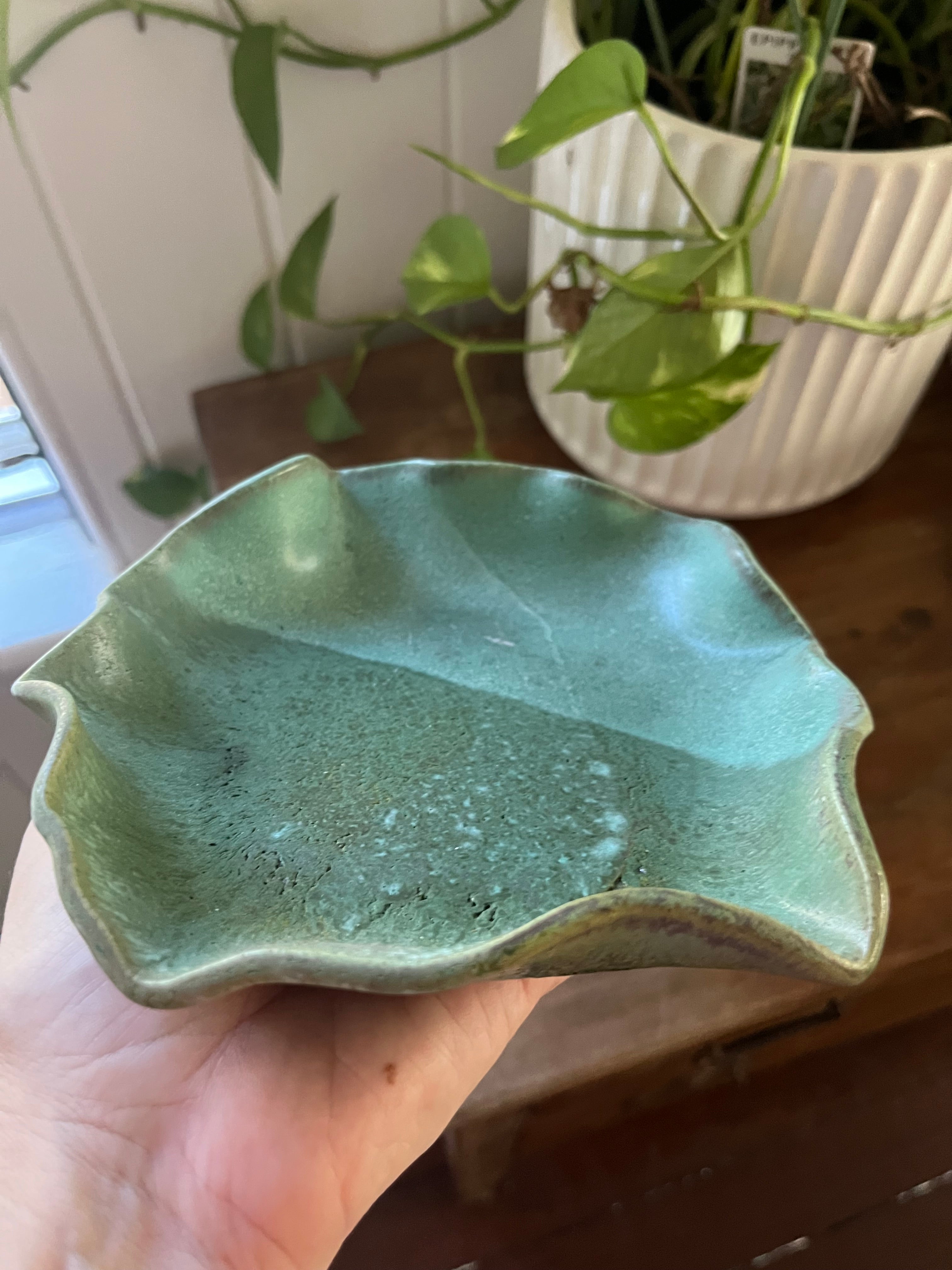 Hand-Built Pottery Trinket Bowl - Turquoise
