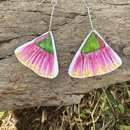Flowering Gum Nut Earrings – Hand-painted Brass Jewellery