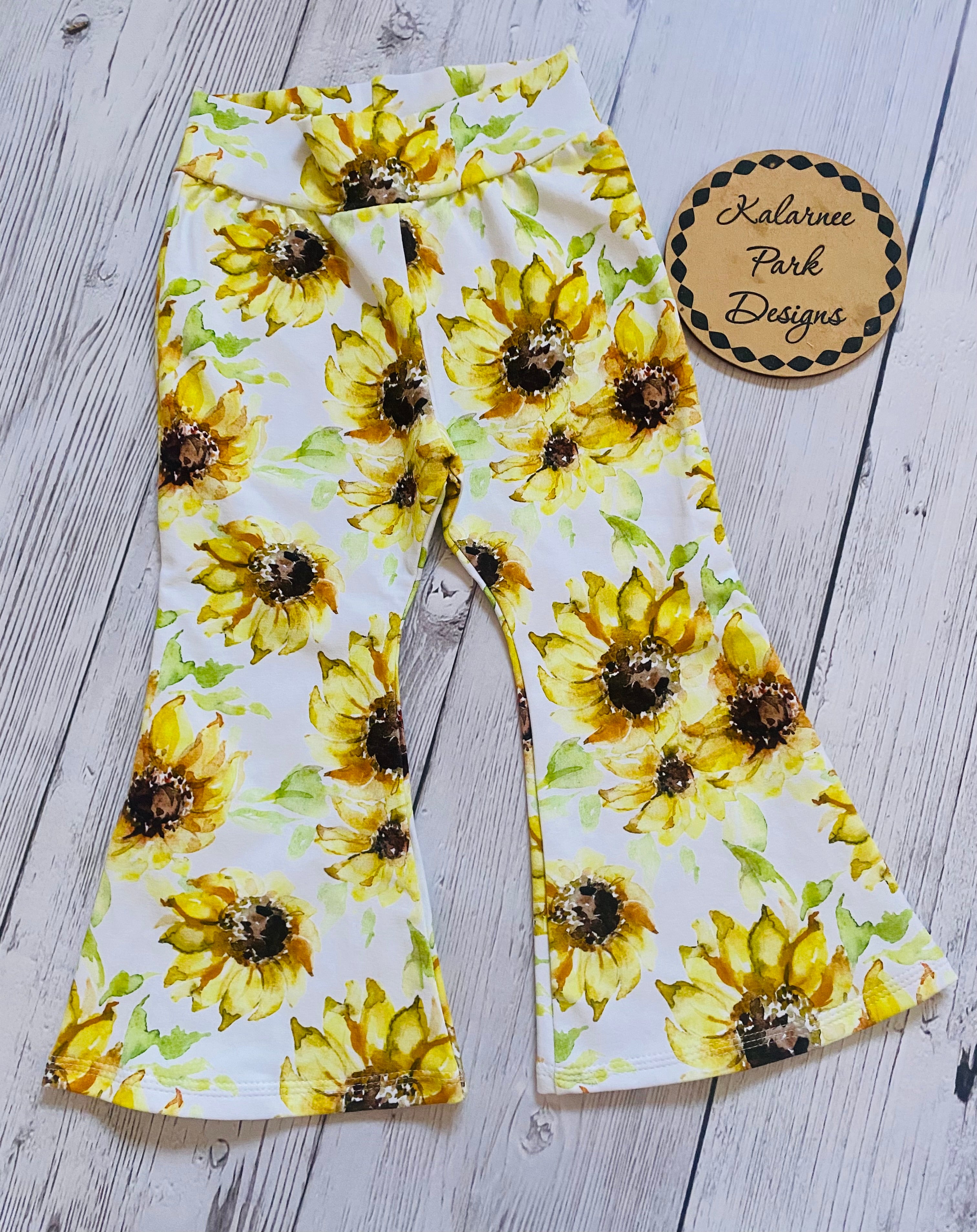 Sunflowers One Shoulder Tank Flares and Knot Headband Three Piece Set Size 1