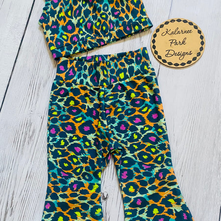 Groovy Spots One Shoulder Tank and Flares Two Piece Set Size 2