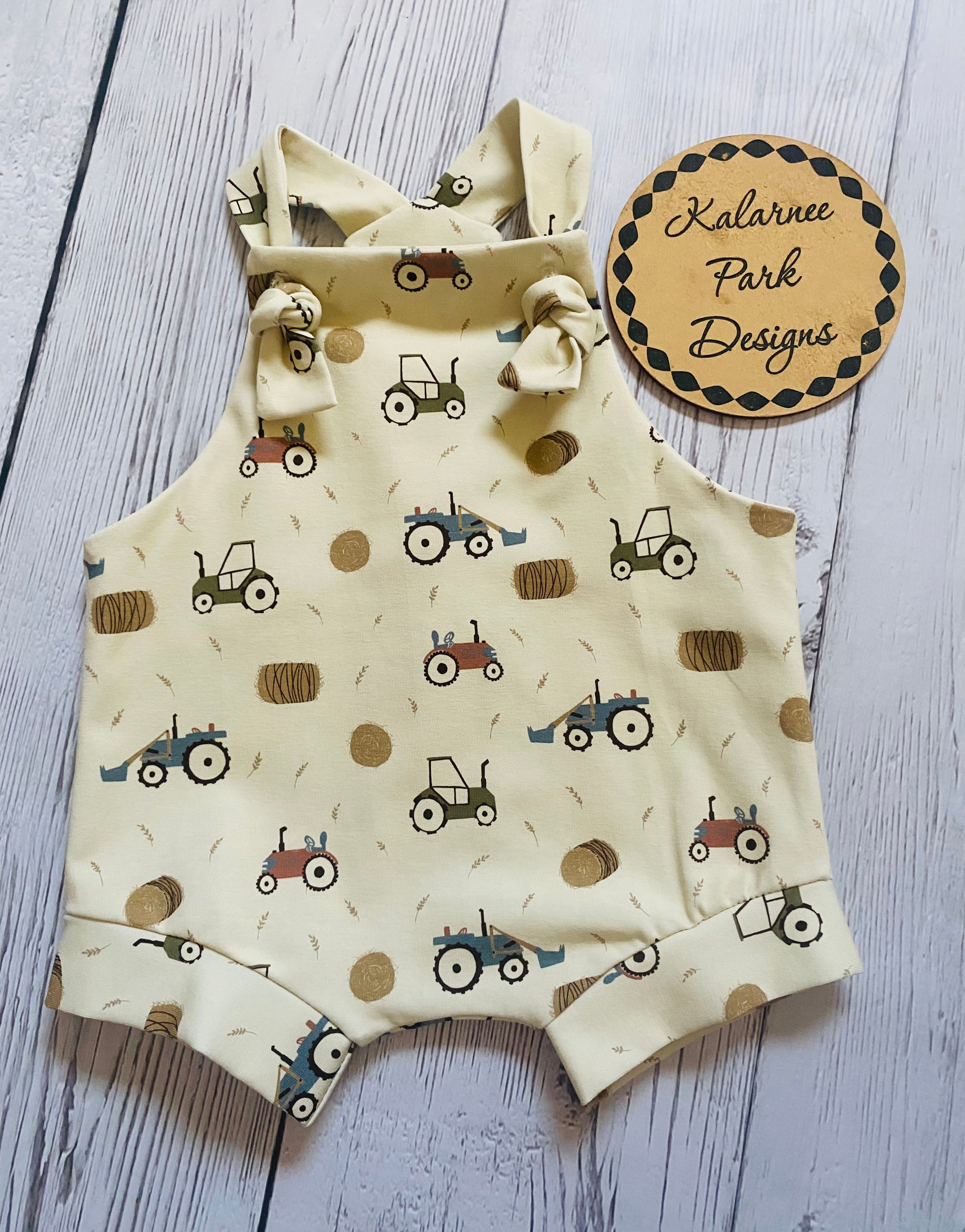 Farm Tractors Tie Knot Overalls Size 00