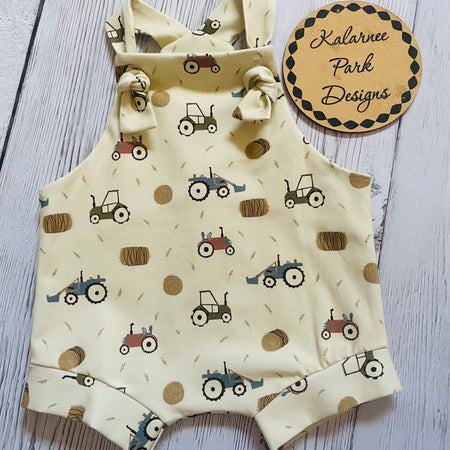 Farm Tractors Tie Knot Overalls Size 00