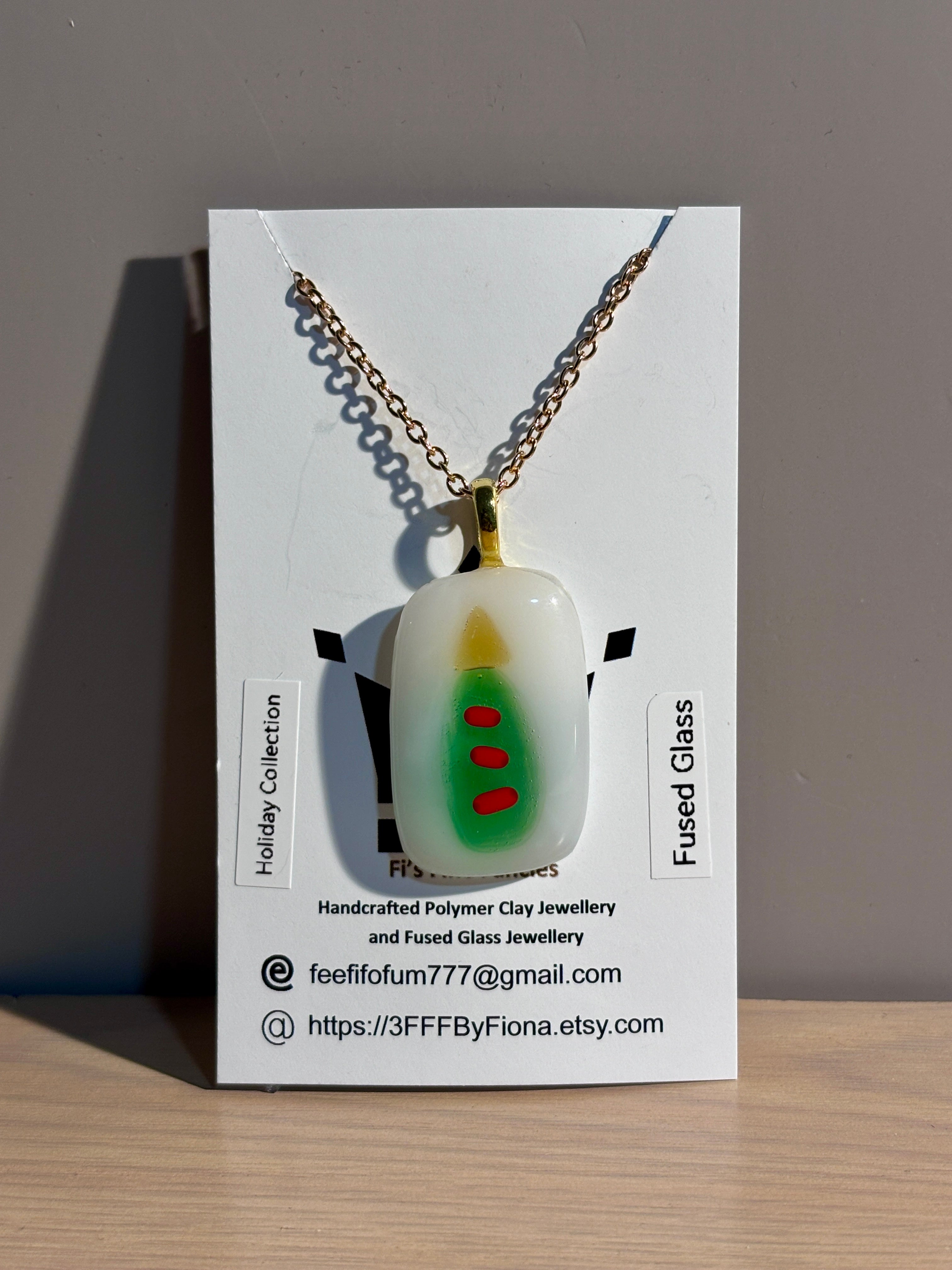 Fused Glass Christmas Tree Pendant