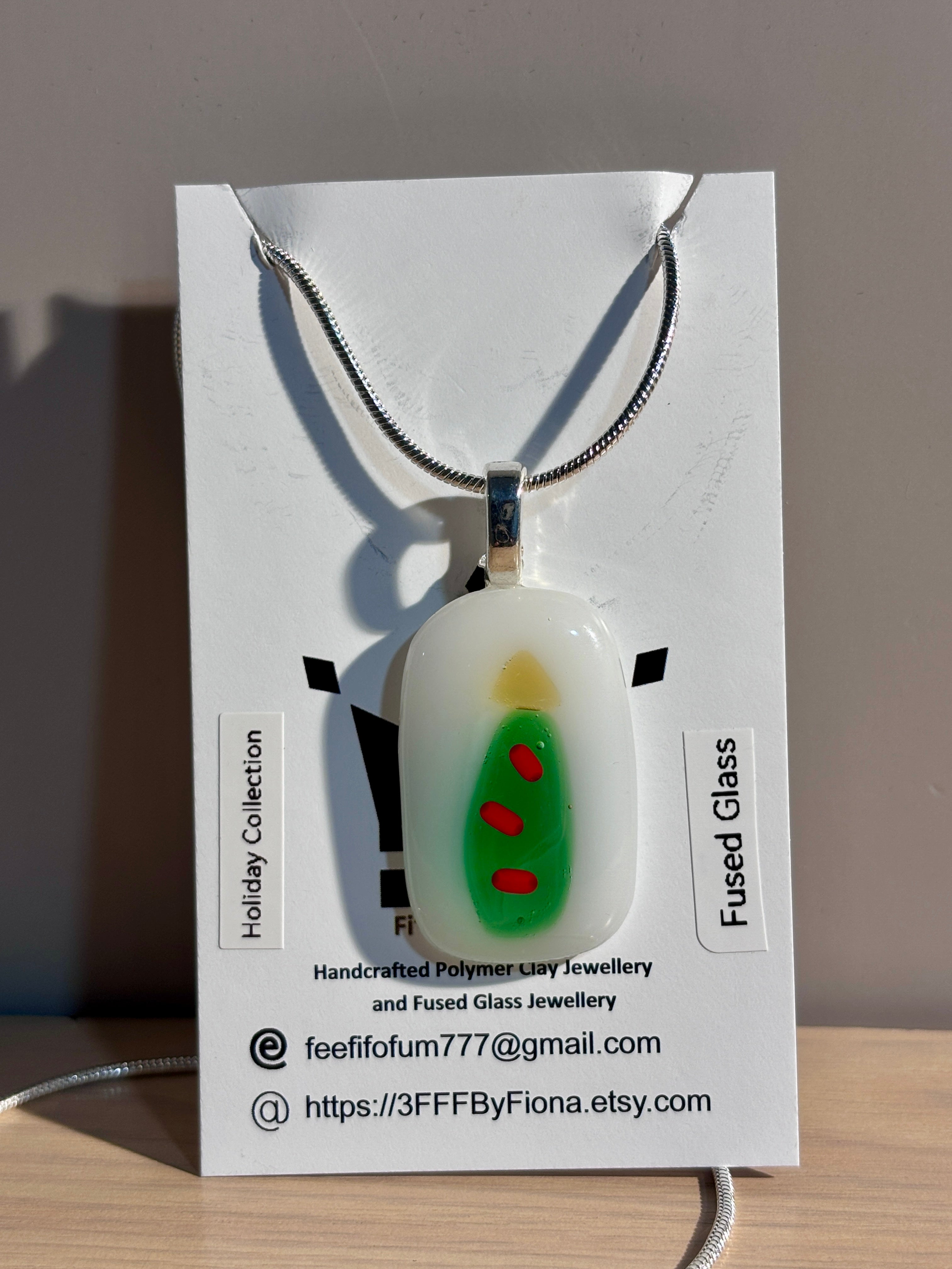 Fused Glass Christmas Tree Pendant